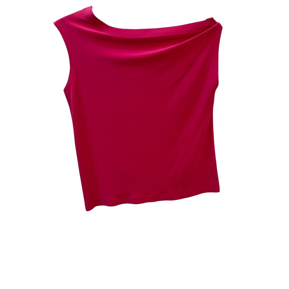 Norma Kamali One Shoulder Top Womens Small Pink Asymmetric Sleeveless Jersey